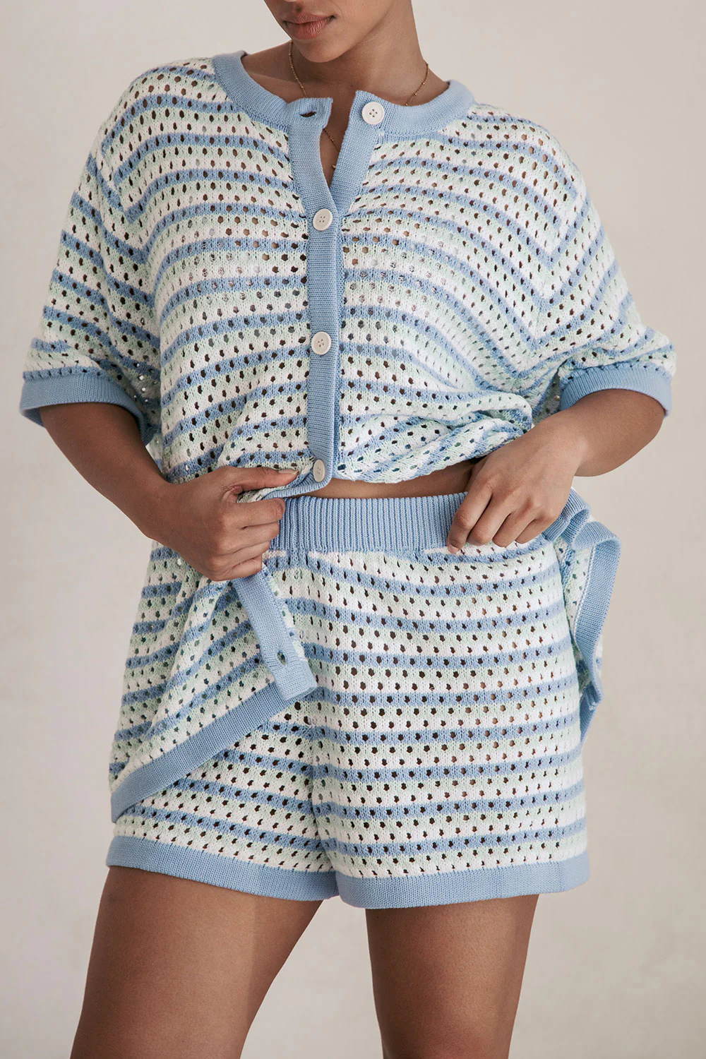 Chantel Knit Shorts - Blue - Image 6