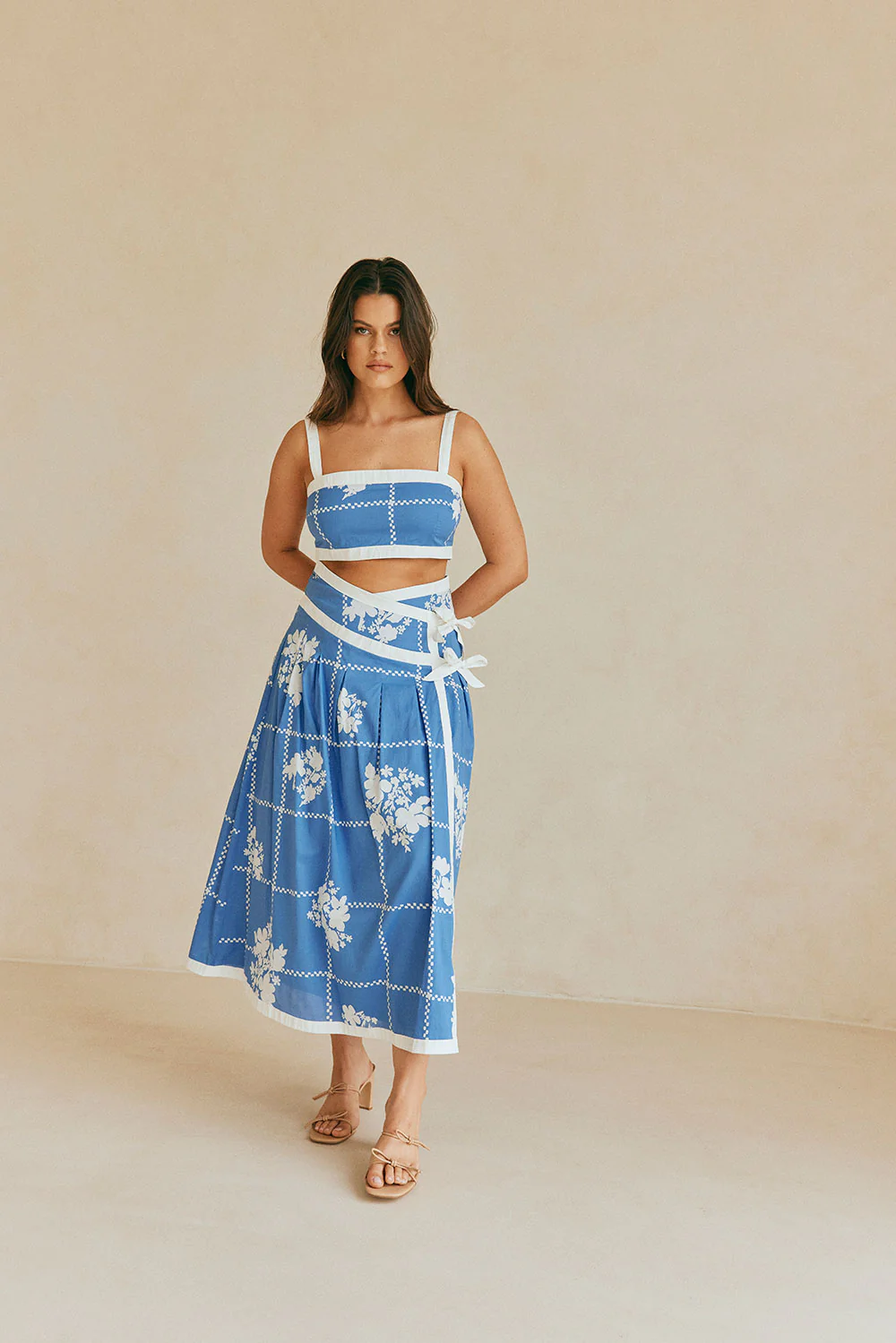 Estelle Midi Skirt - Check Flowers - Image 6