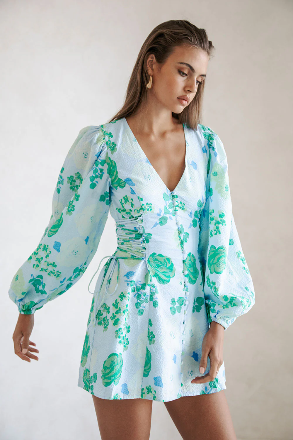 Harri Button Dress - Corsage Blue - Image 4