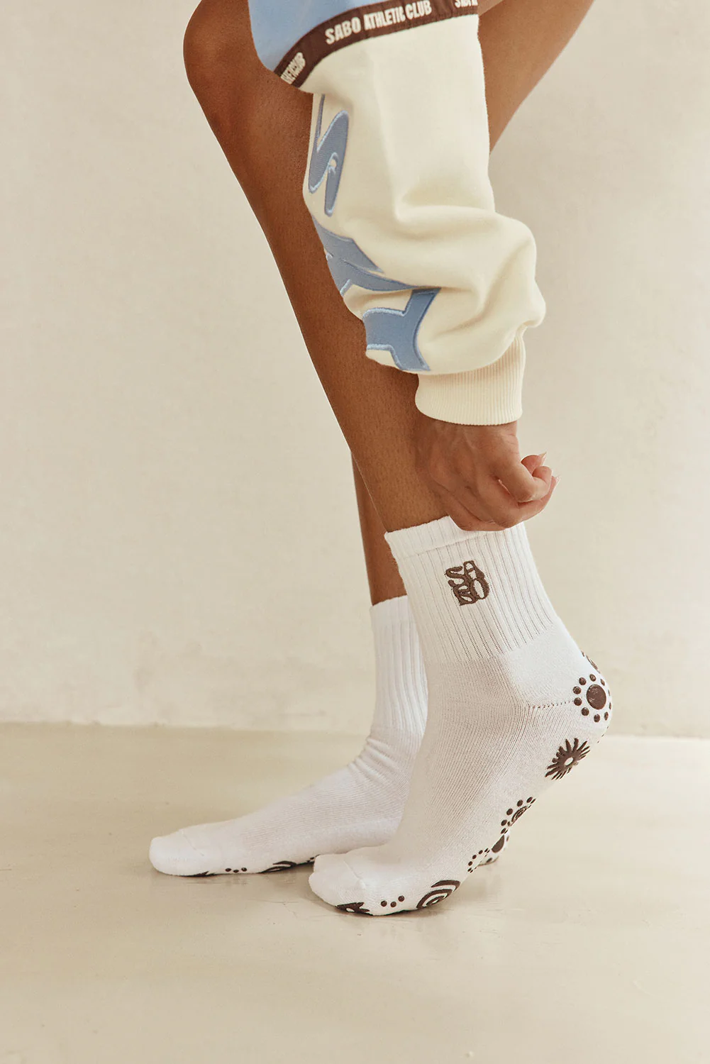 Imprint Grip Socks - Chocolate - Image 2