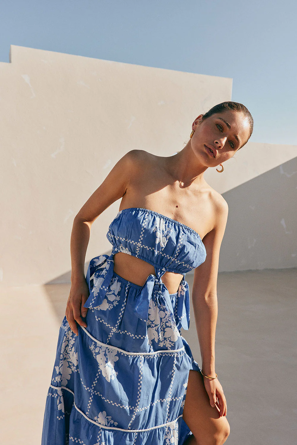 Lili Maxi Dress - Check Flowers - Image 2