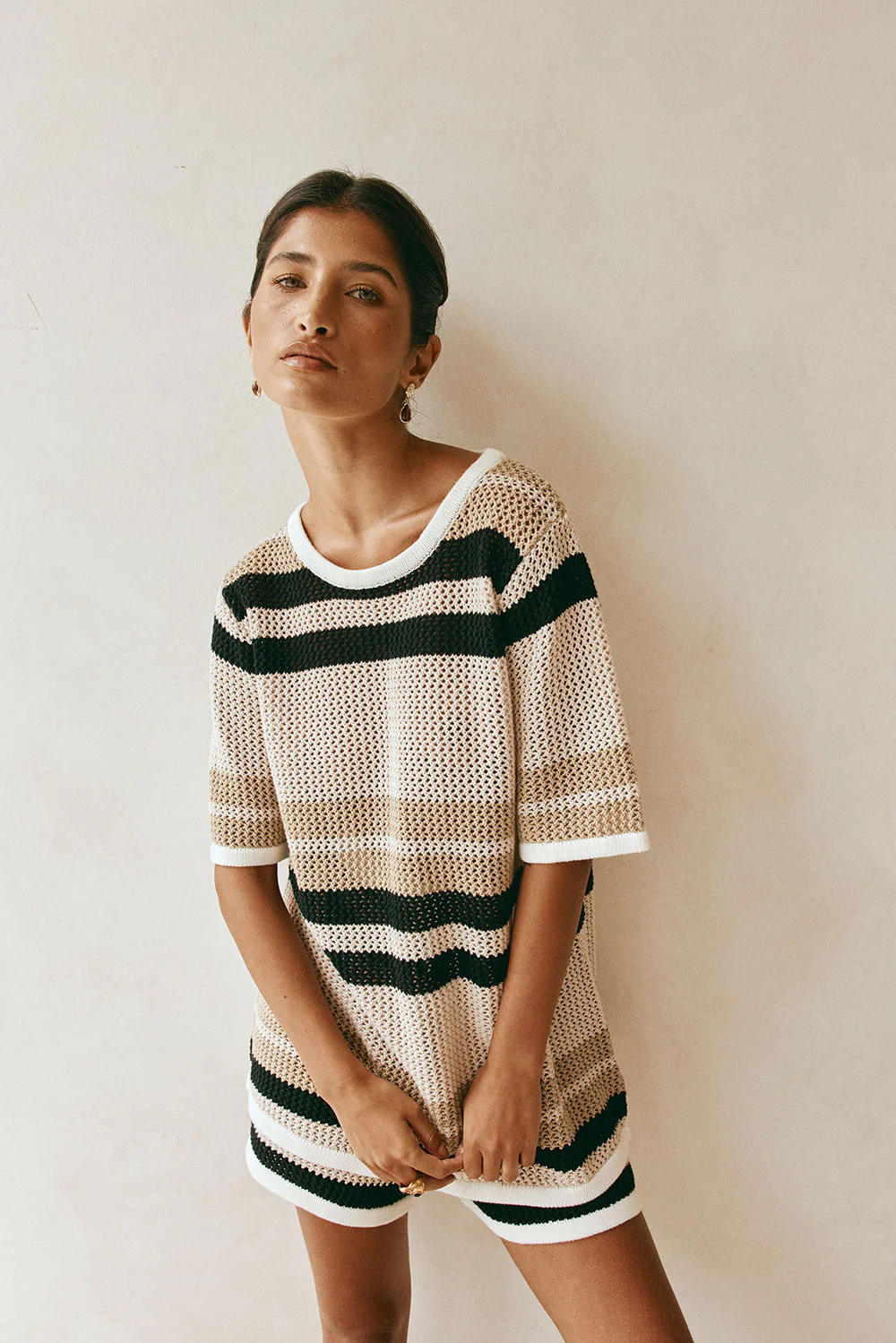 Quinn Stripe Shorts - Tan - Image 5