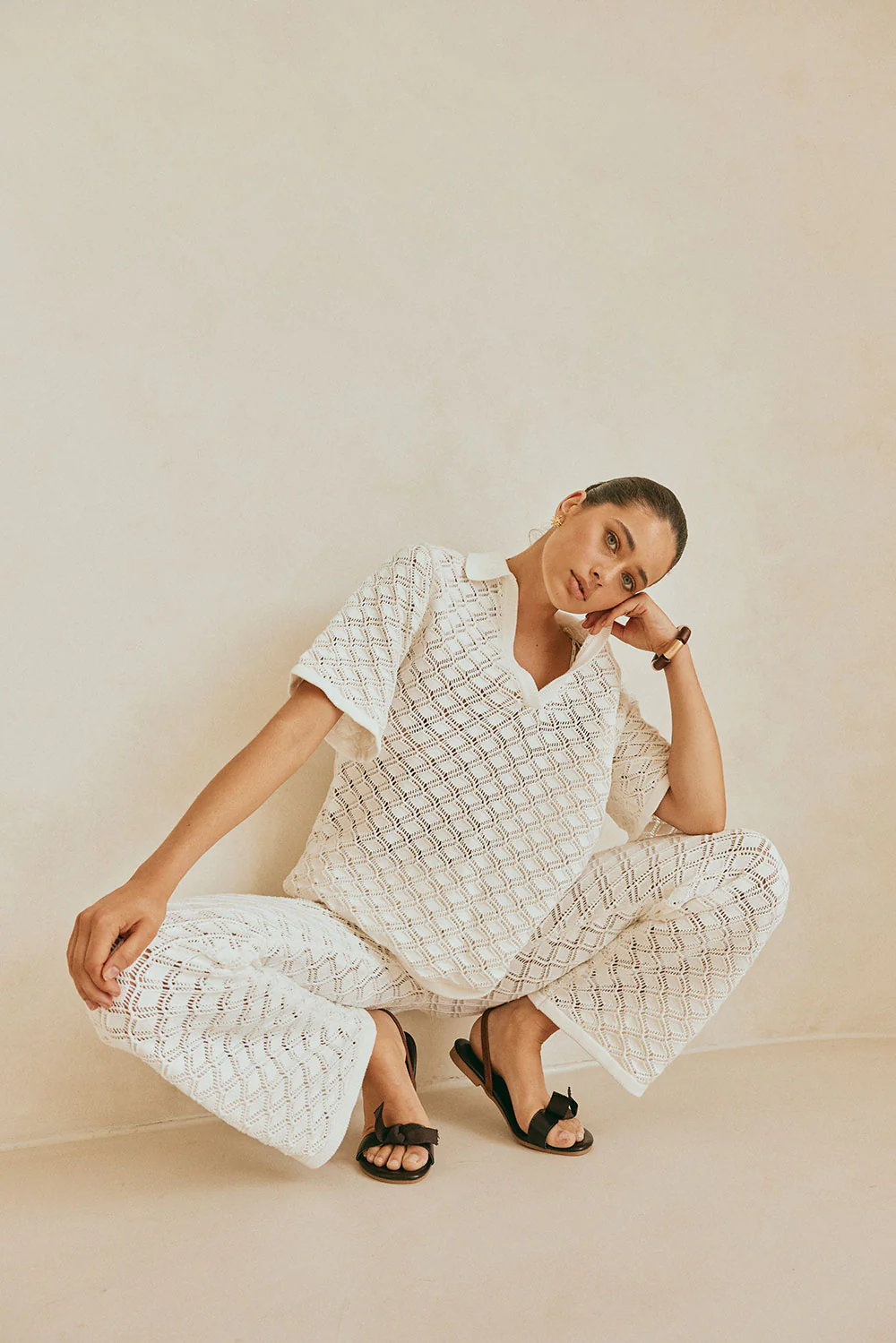 SAMPLE-Aya Pants - White Knit - Image 2
