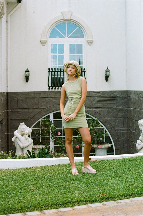 SAMPLE-Backless Giorgia Dress - Olive - Image 5