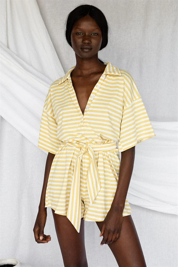 SAMPLE-Comfy Stripe Playsuit - Yellow - Image 5