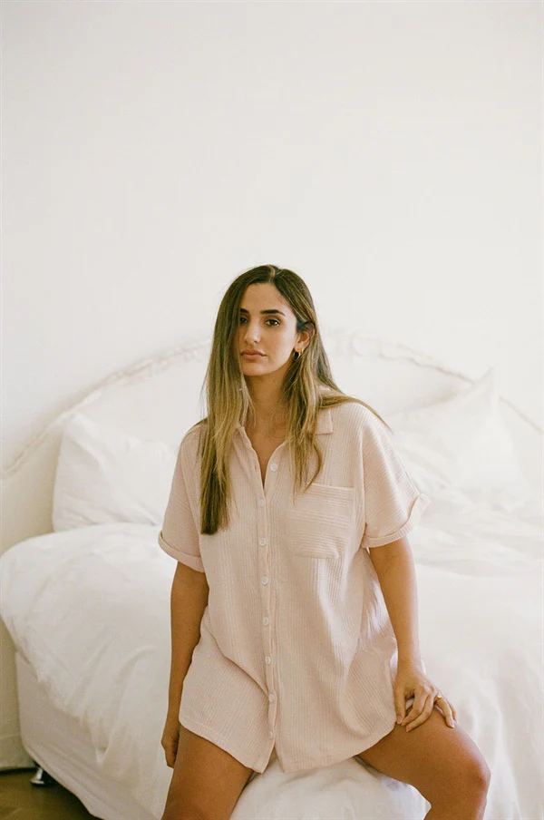 SAMPLE-Cosy PJ Shirt Dress - Musk - Image 3