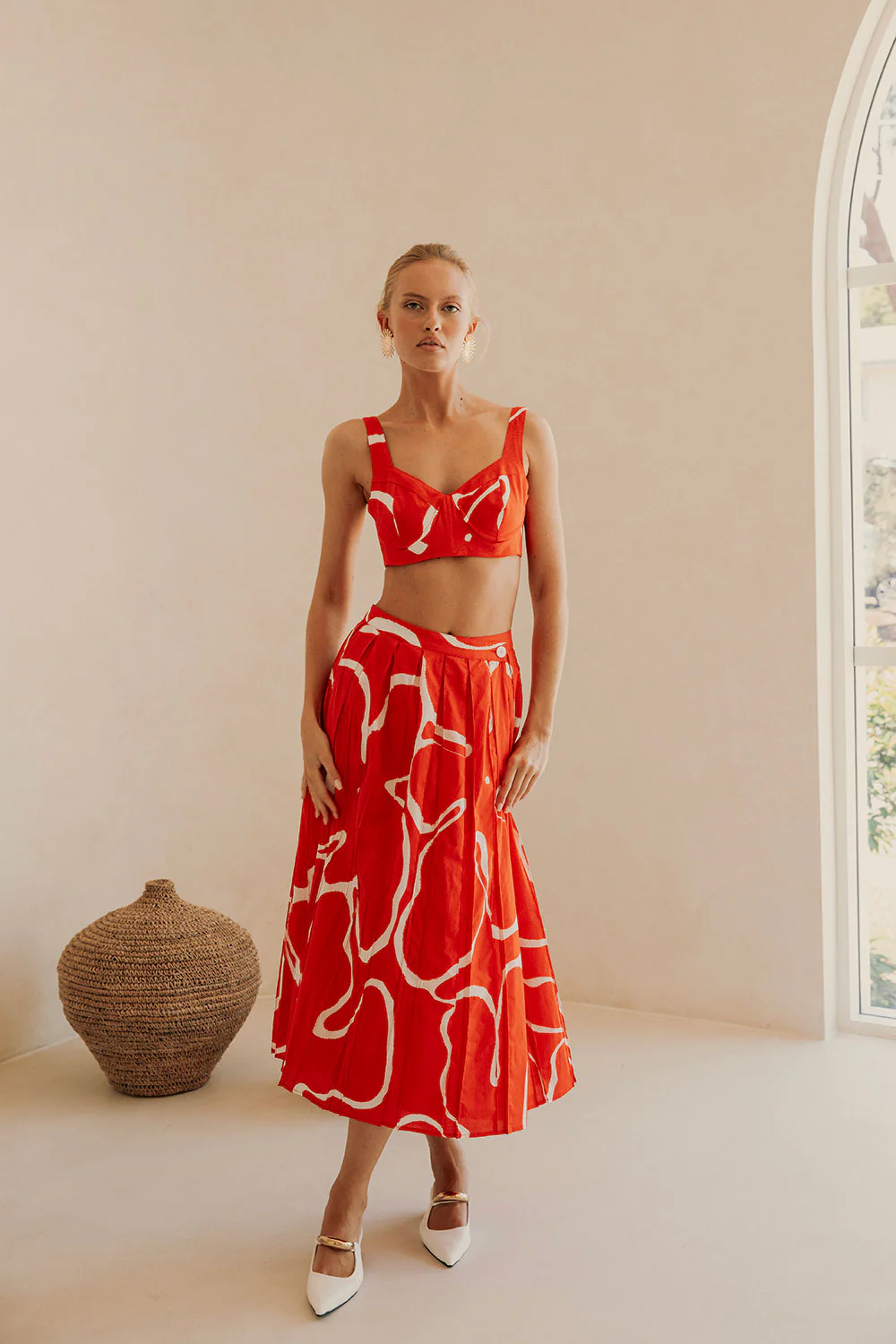 SAMPLE-Dien Wrap Skirt - Evoke Red - Image 3