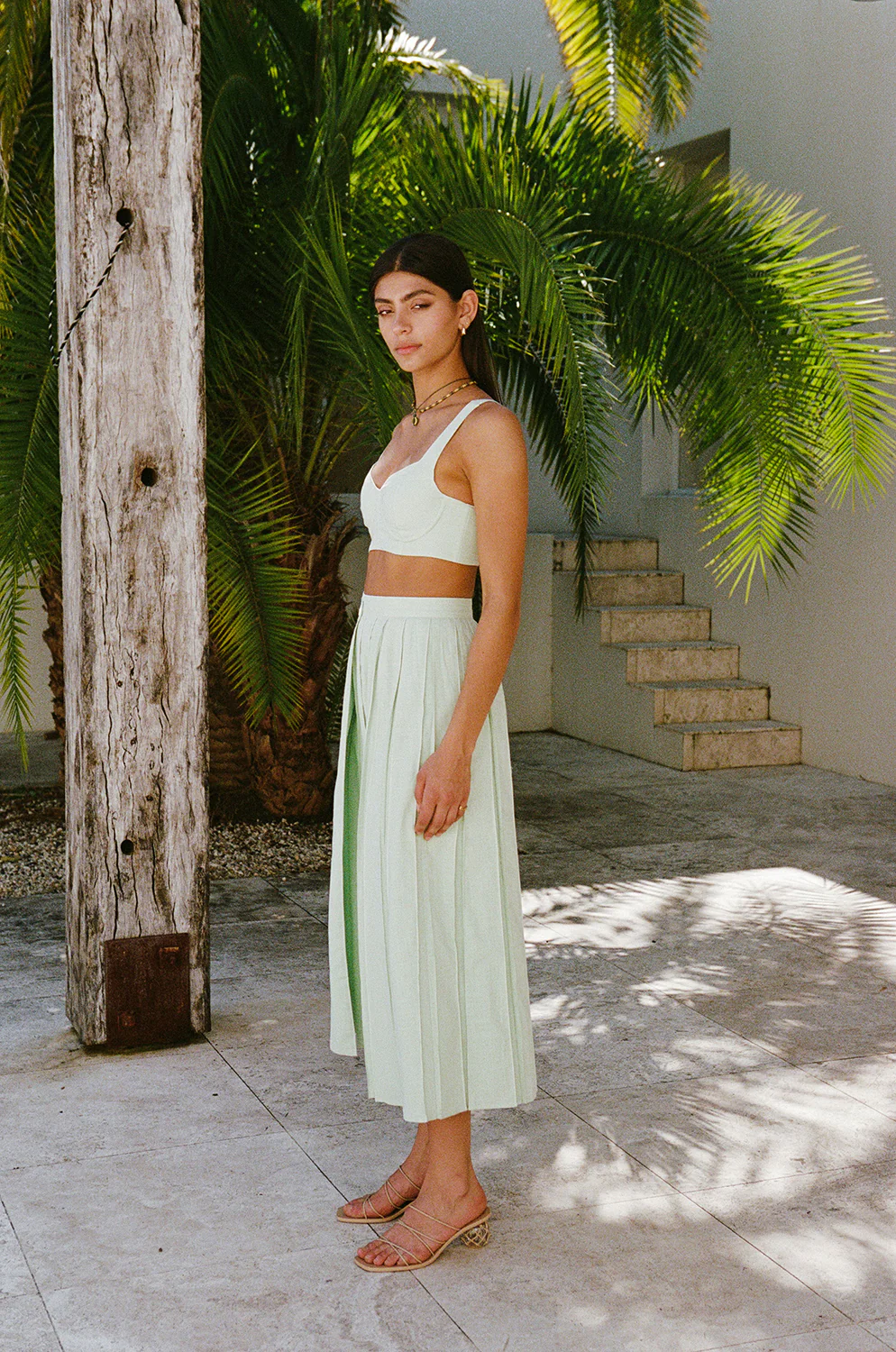 SAMPLE-Dien Wrap Skirt - Green - Image 4