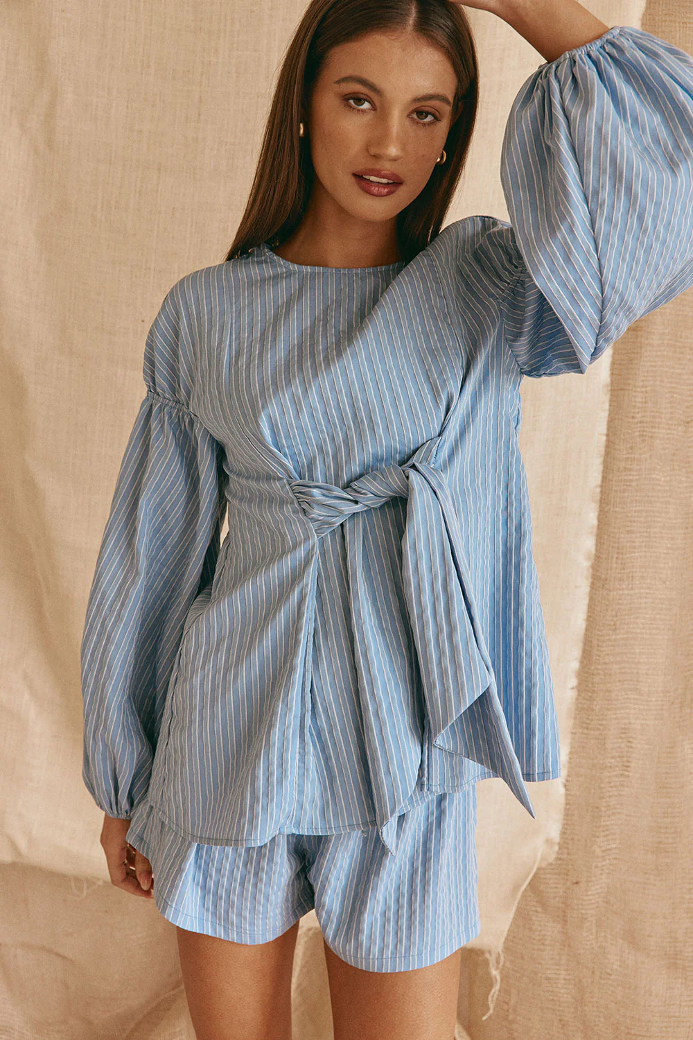 SAMPLE-Hailey Top - Blue Stripe - Image 3