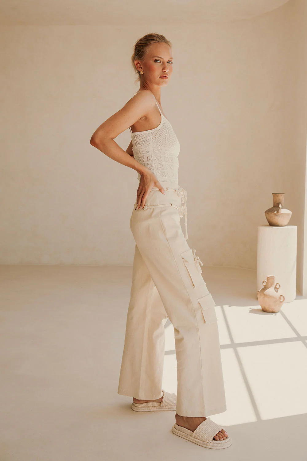 SAMPLE-Jaicee Pants - Cream - Image 5