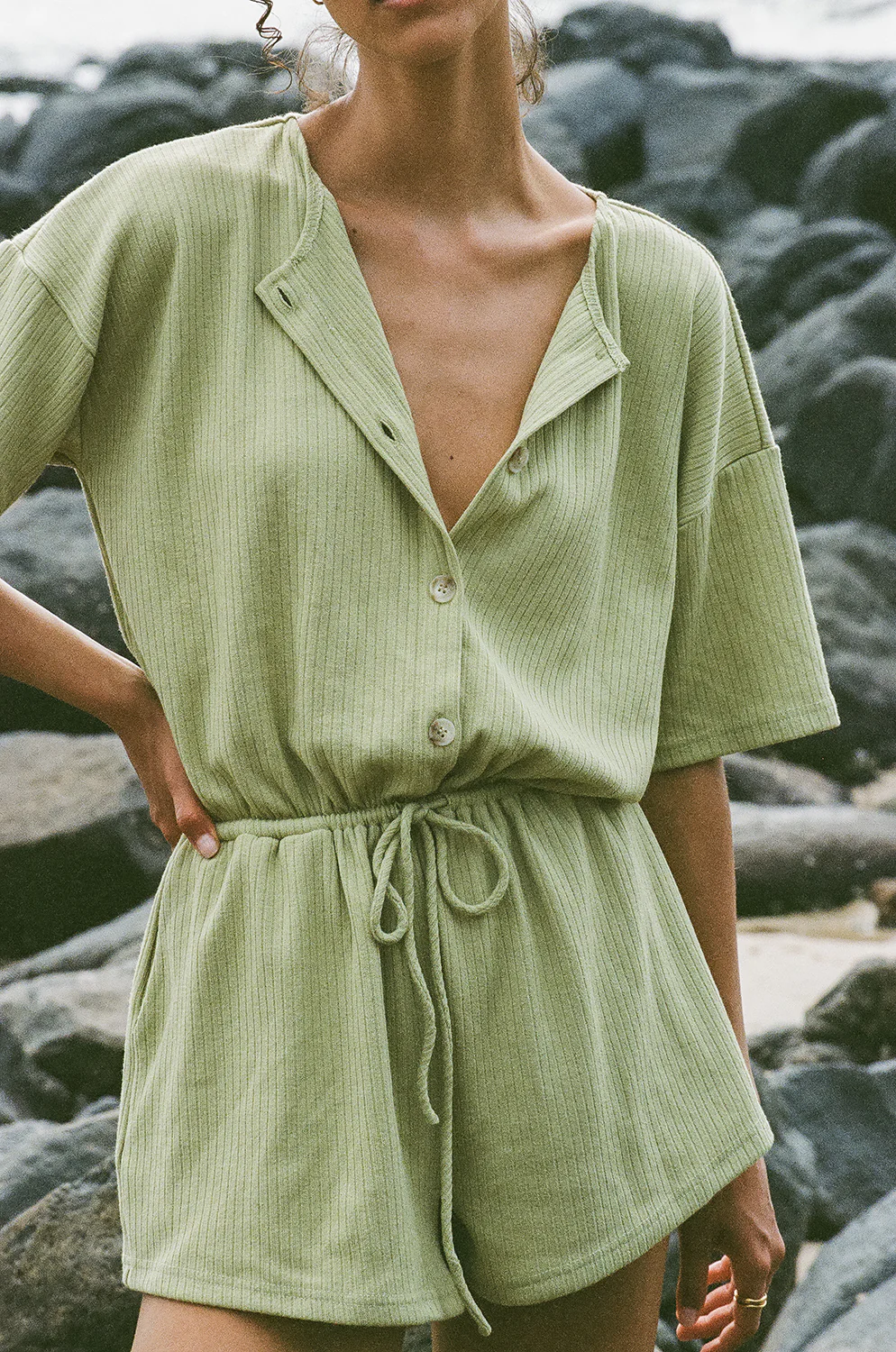 SAMPLE-Juniper Playsuit - Lime - Image 4