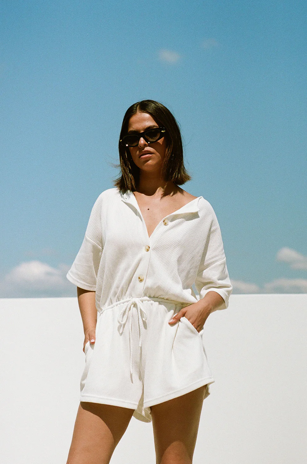 SAMPLE-Juniper Playsuit - White - Image 2