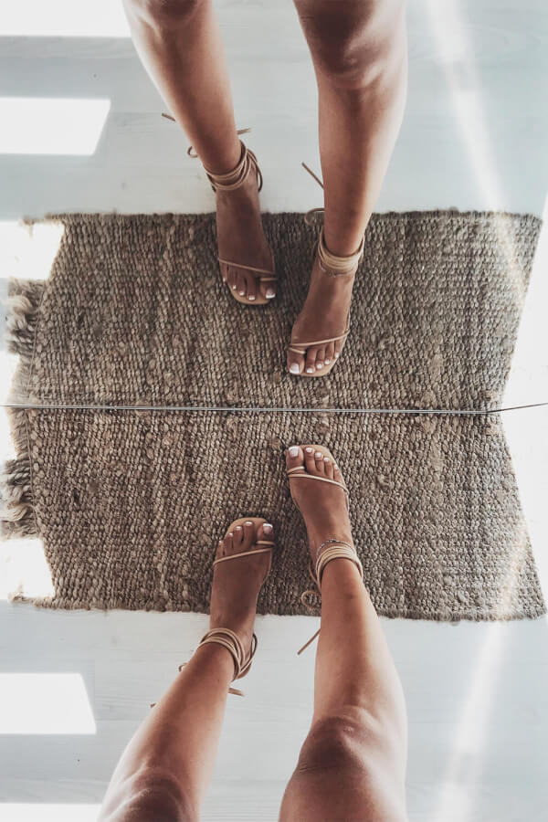 SAMPLE-Strappy Eva Heels - Tan - Image 3