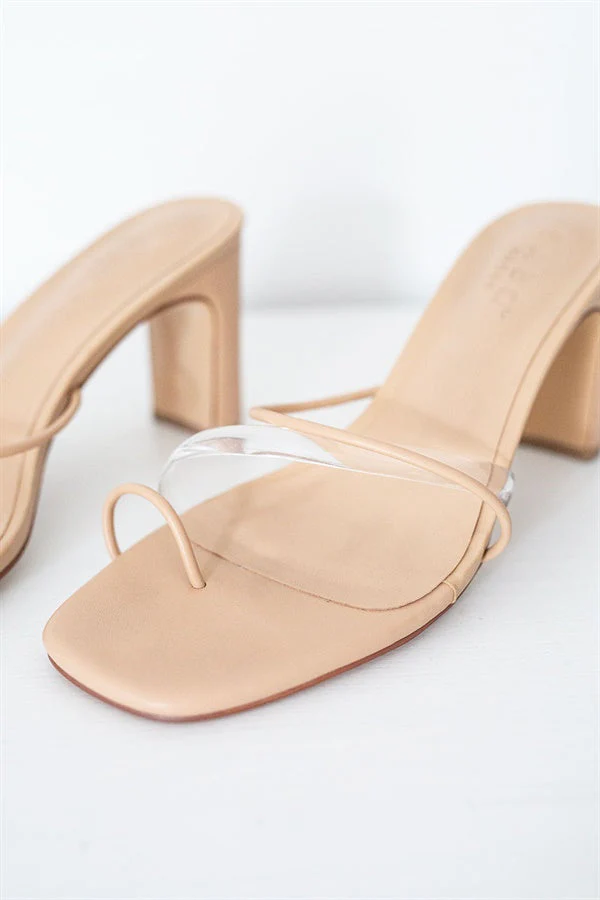 SAMPLE-Strappy Rafaela Heels - Tan - Image 3