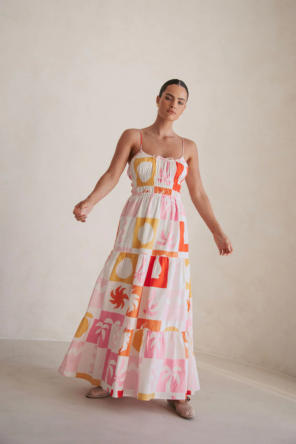 SAMPLE-Talia Dress - Palm Tile Fuego - Image 2