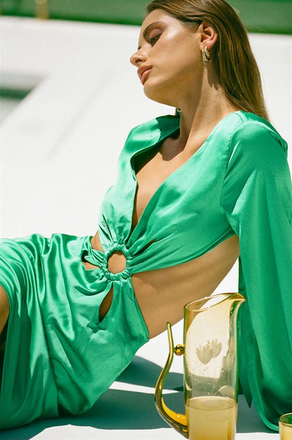 SAMPLE-Verena Dress - Green - Image 4