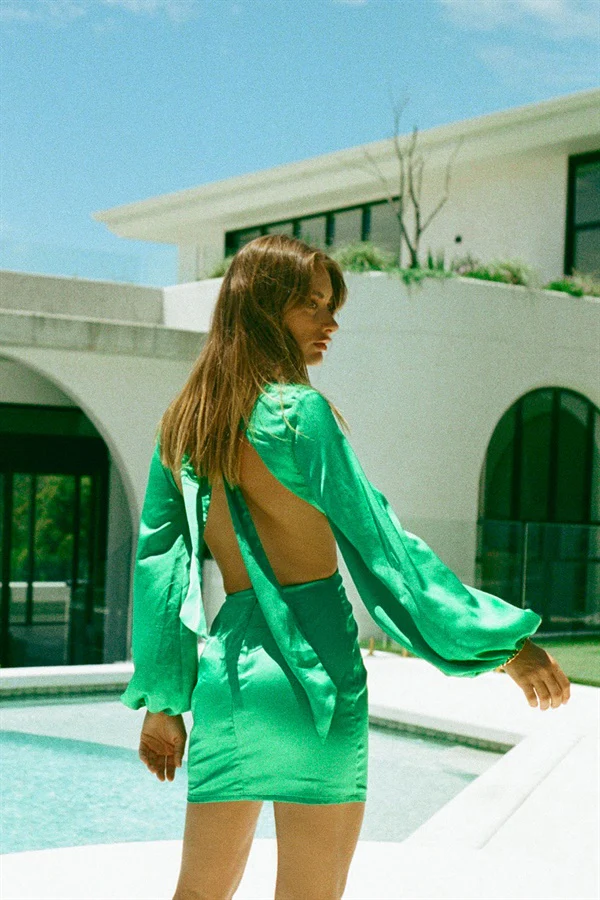 SAMPLE-Verena Dress - Green - Image 6