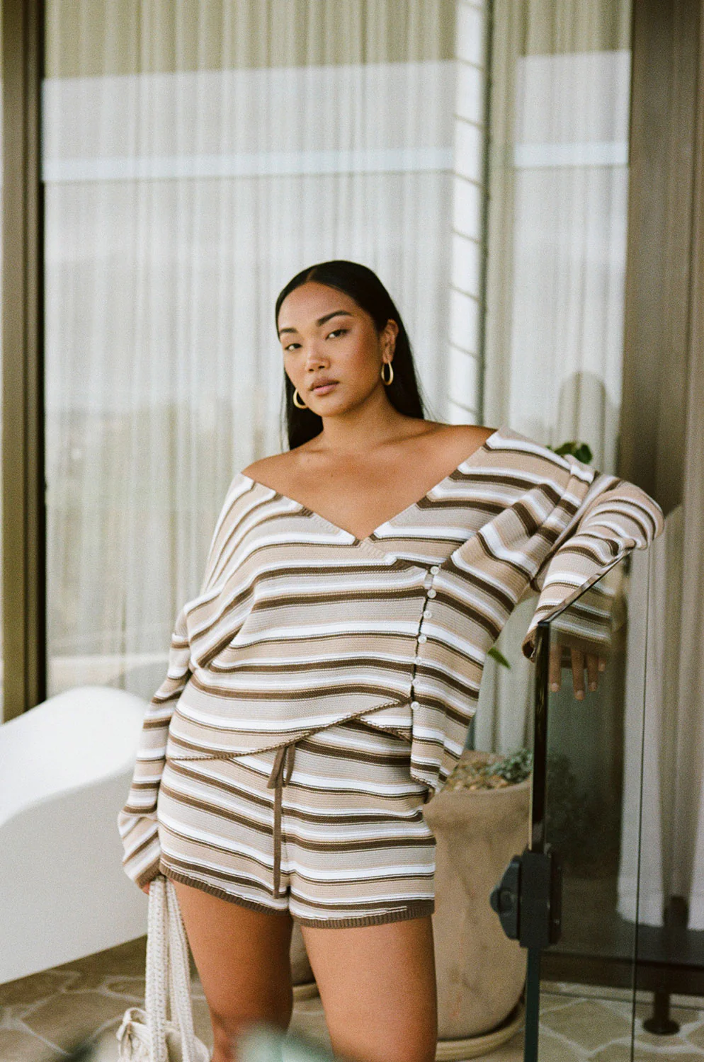 Zessi Knit Top - Cocoa Stripe - Image 11